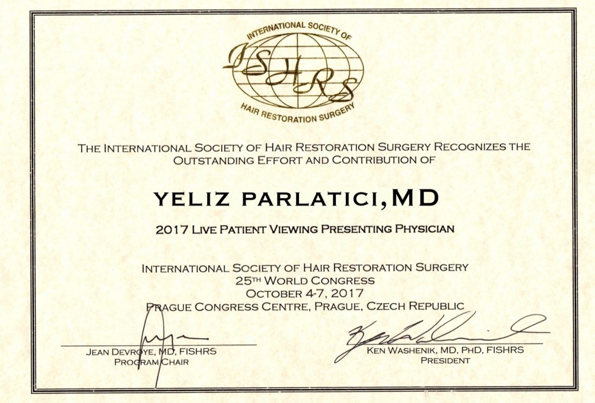 Attestato Dottore esperto trapianto di capelli Fue trapianto di capelli in Turchia a Istanbul