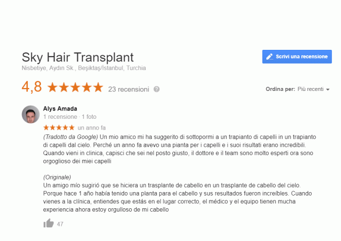 recensione dopo il trapianto di capelli
