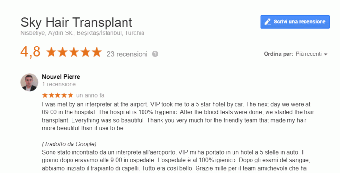 recensione dopo il trapianto di capelli